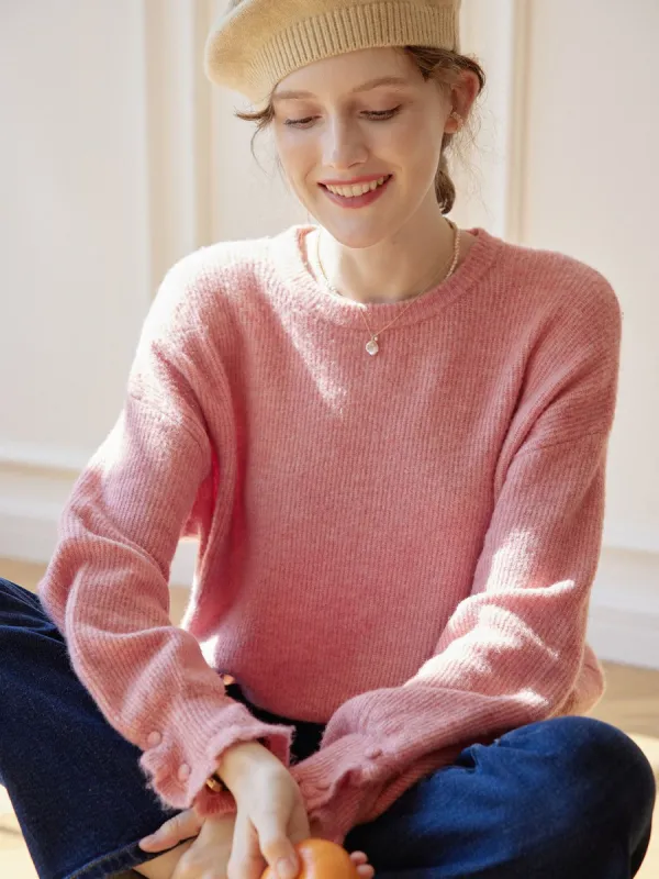 Reagan Crew Neck Pink Knit Sweater sold by Simple Retro