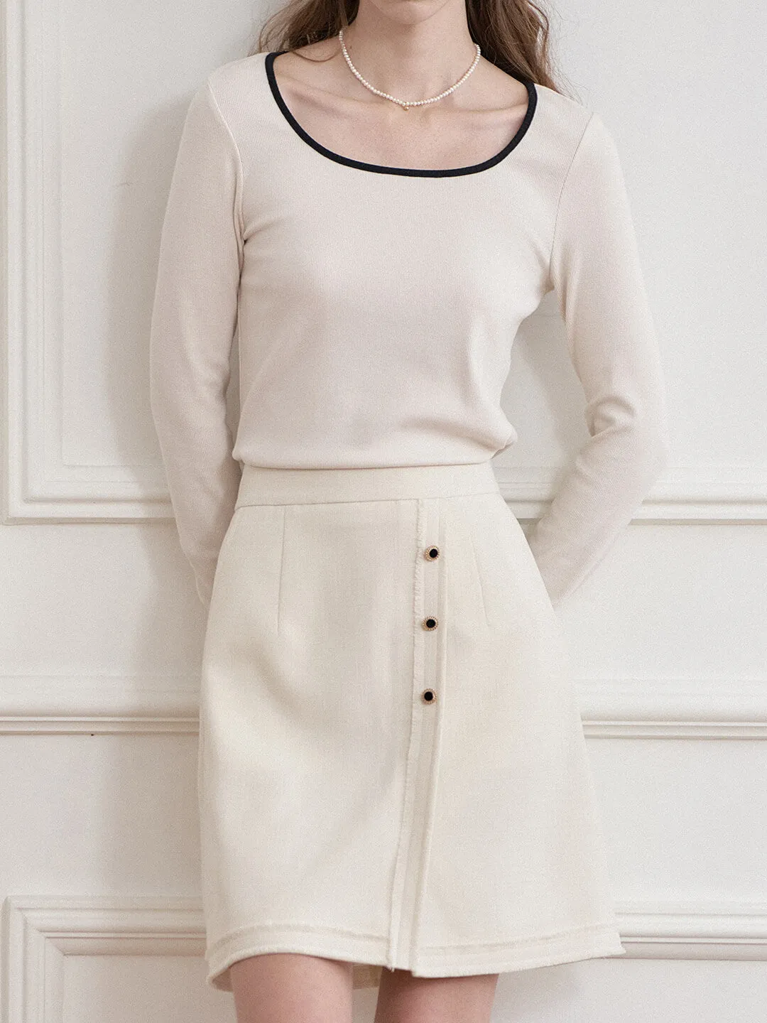 Aitana Apricot Brushed Tweed Skirt sold by Simple Retro product image thumbnail 3