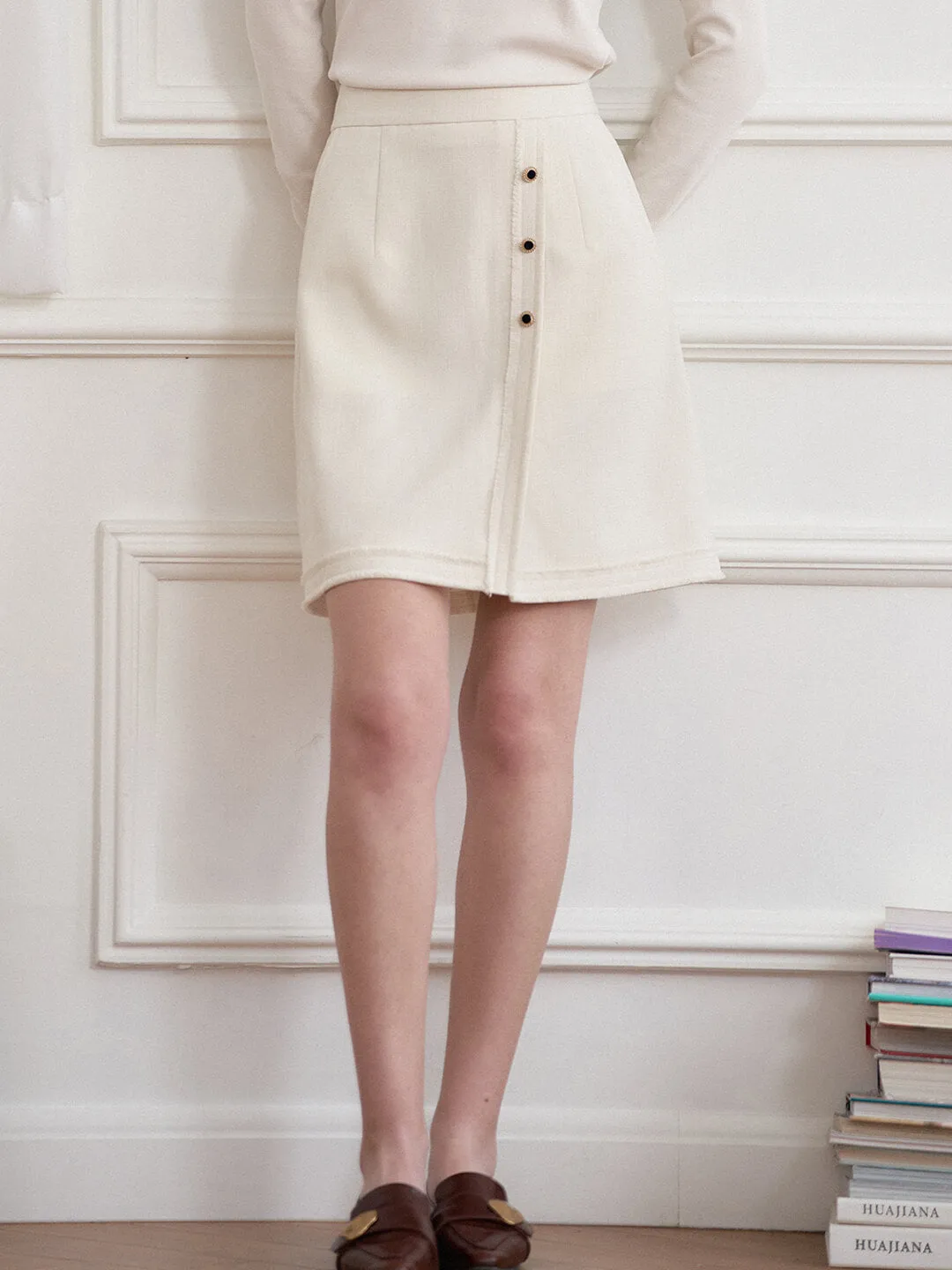 Aitana Apricot Brushed Tweed Skirt sold by Simple Retro product image thumbnail 2