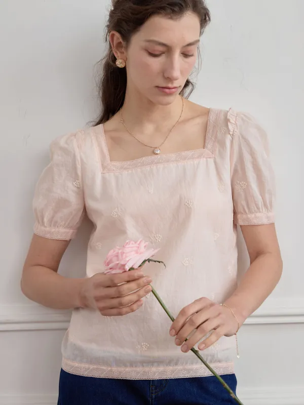 Amalia Square Neck Puff Sleeve Blouse sold by Simple Retro