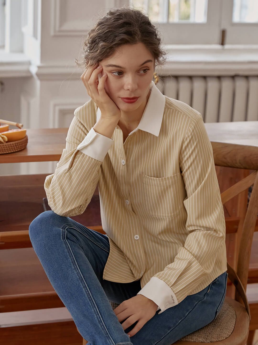 Laney Striped Yellow Blouse sold by Simple Retro product image thumbnail 4