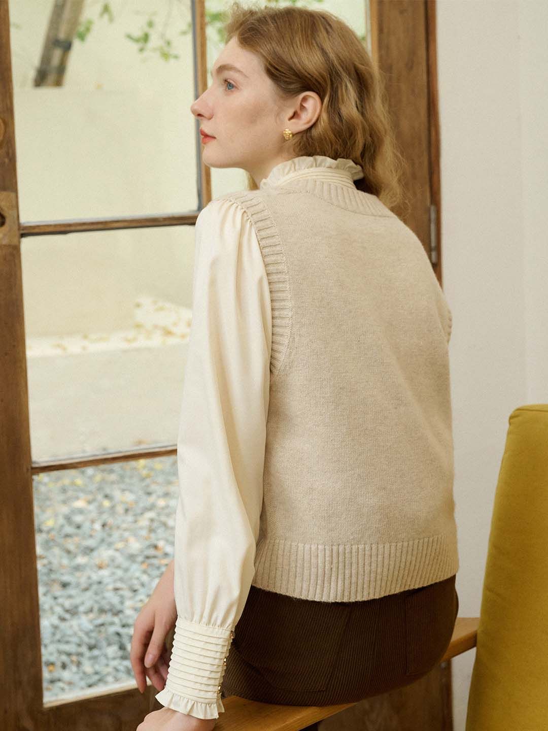 Riley V-Neck Floral Embroidered Sweater Vest sold by Simple Retro product image thumbnail 7