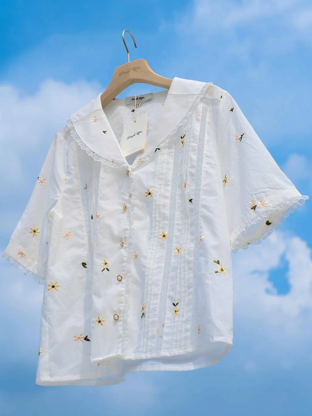 Erin 100% Cotton V-Neck Blouse sold by Simple Retro product image thumbnail 3