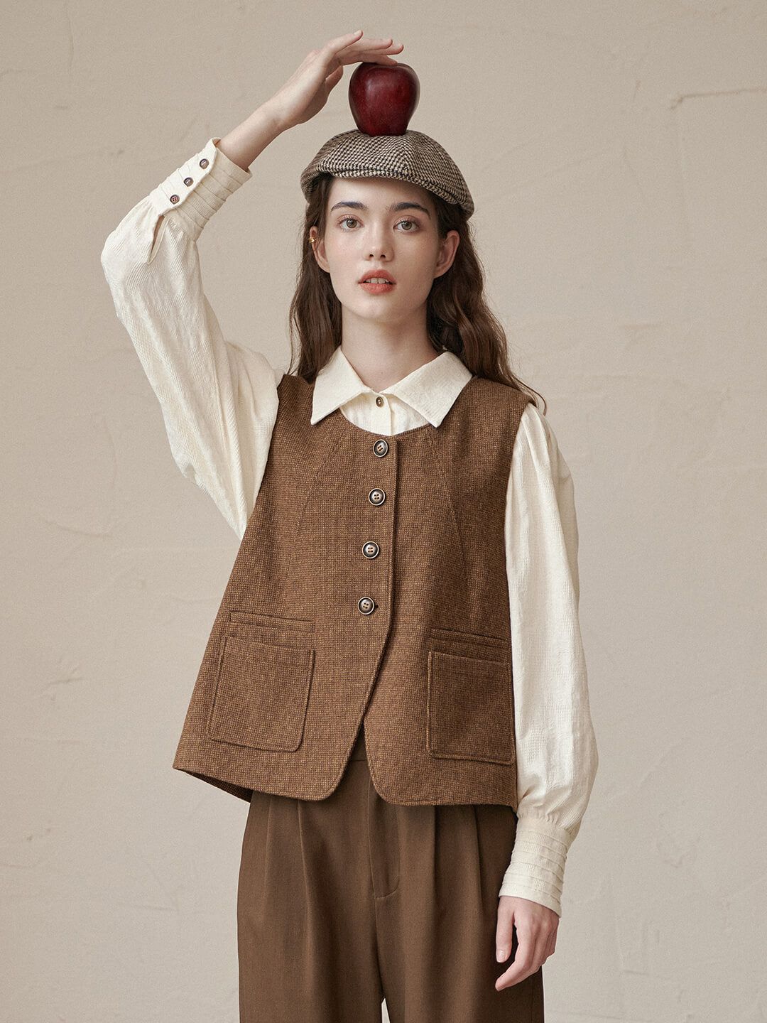 Vintage British Style Round Neck Waistcoat sold by Simple Retro product image thumbnail 2