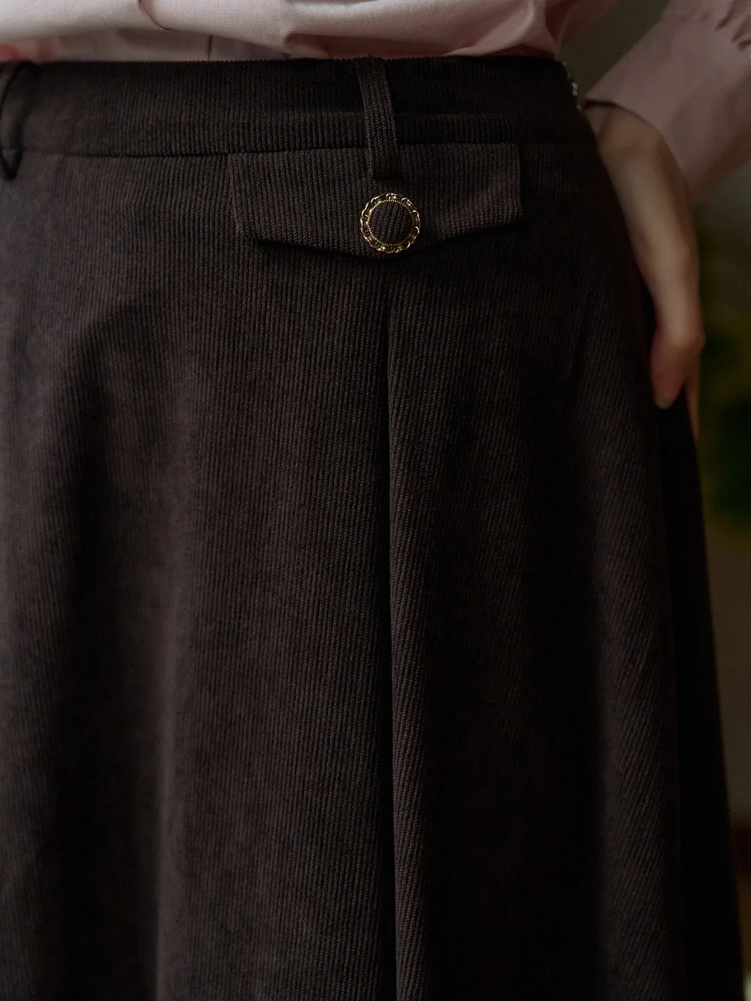 Karla Vintage Elegant Corduroy A-Line Skirt sold by Simple Retro product image thumbnail 2