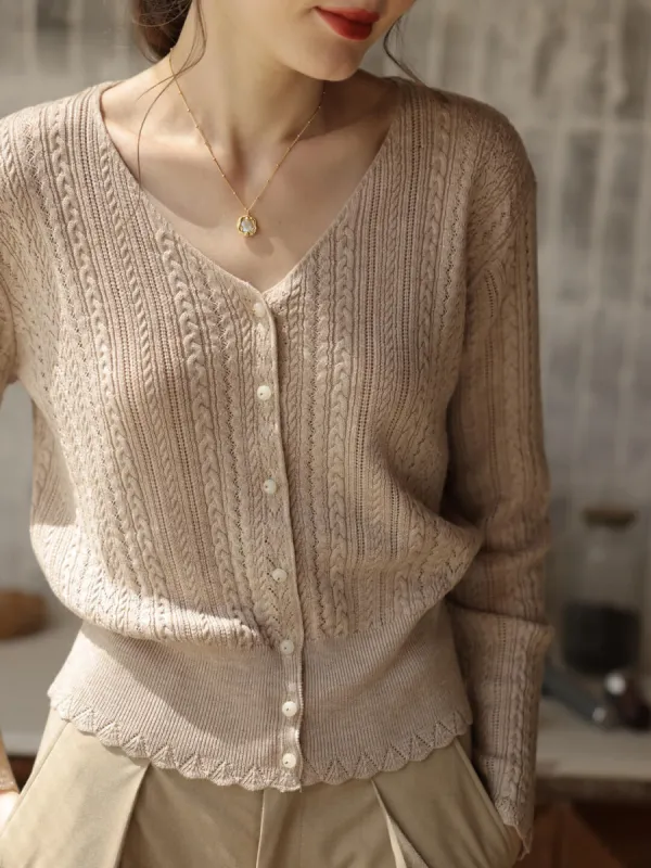 Emma Cable Camel Knit Cardigan sold by Simple Retro