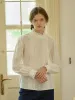 Kiana Vintage Trim Mock Neck Lace Panel Floral Embroidered Cotton Eedwardian Style Blouse sold by Simple Retro