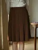 Angie Vintage Corduroy Pleated A-Line Skirt - Brown sold by Simple Retro