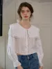 Madilynn Detachable Navy Collar Lace Panel Floral Embroidered Cotton Eedwardian Style Blouse sold by Simple Retro