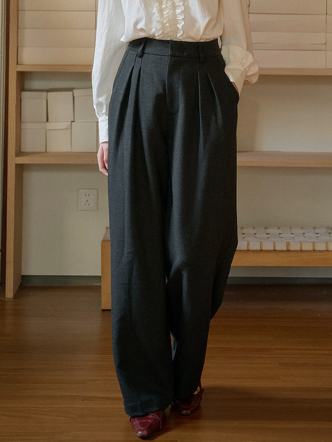 Jamie Casual Loose Straight Trousers sold by Simple Retro