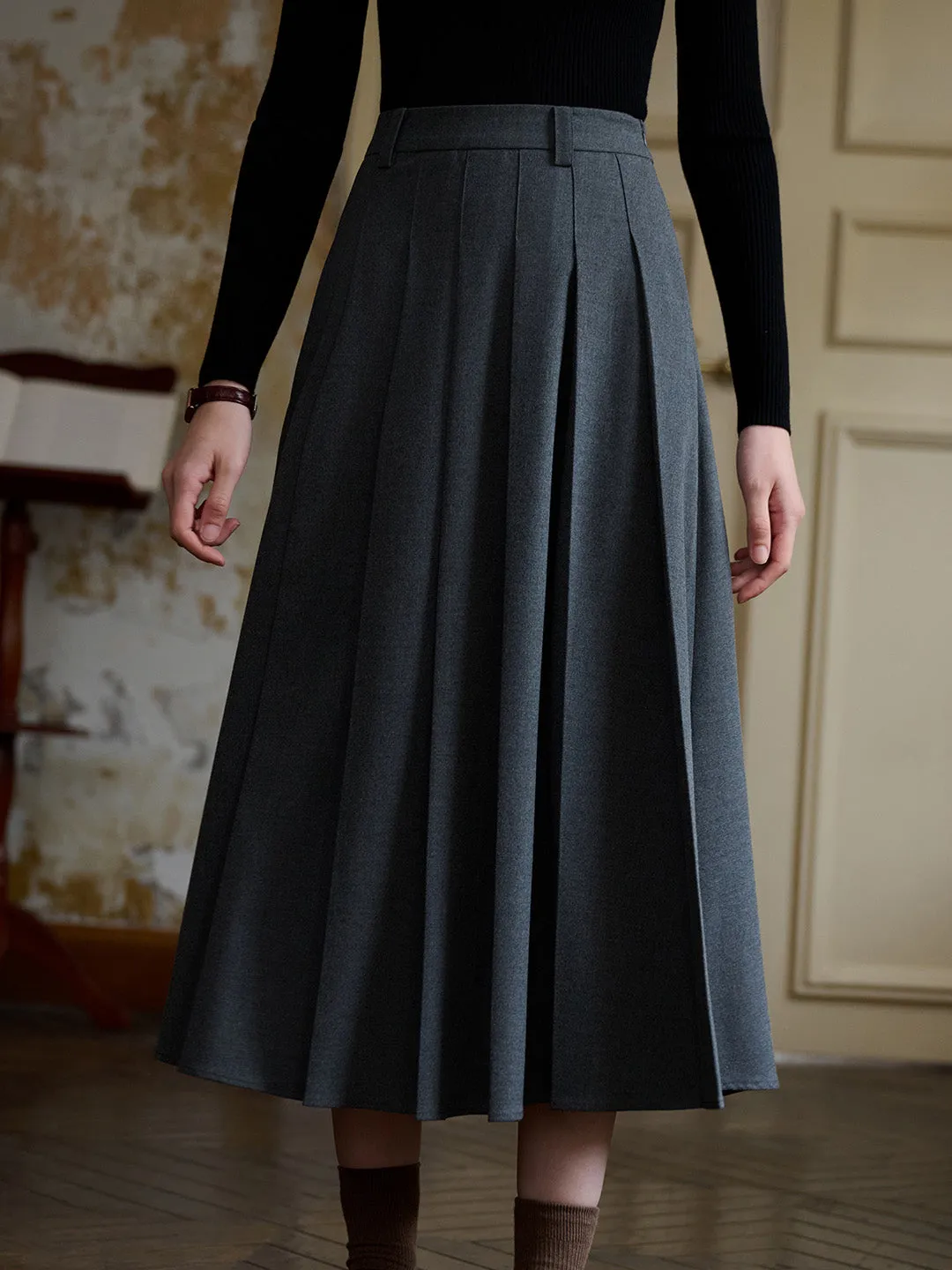 Linda Versatile Silhouette A-line Pleats Skirt sold by Simple Retro product image thumbnail 2