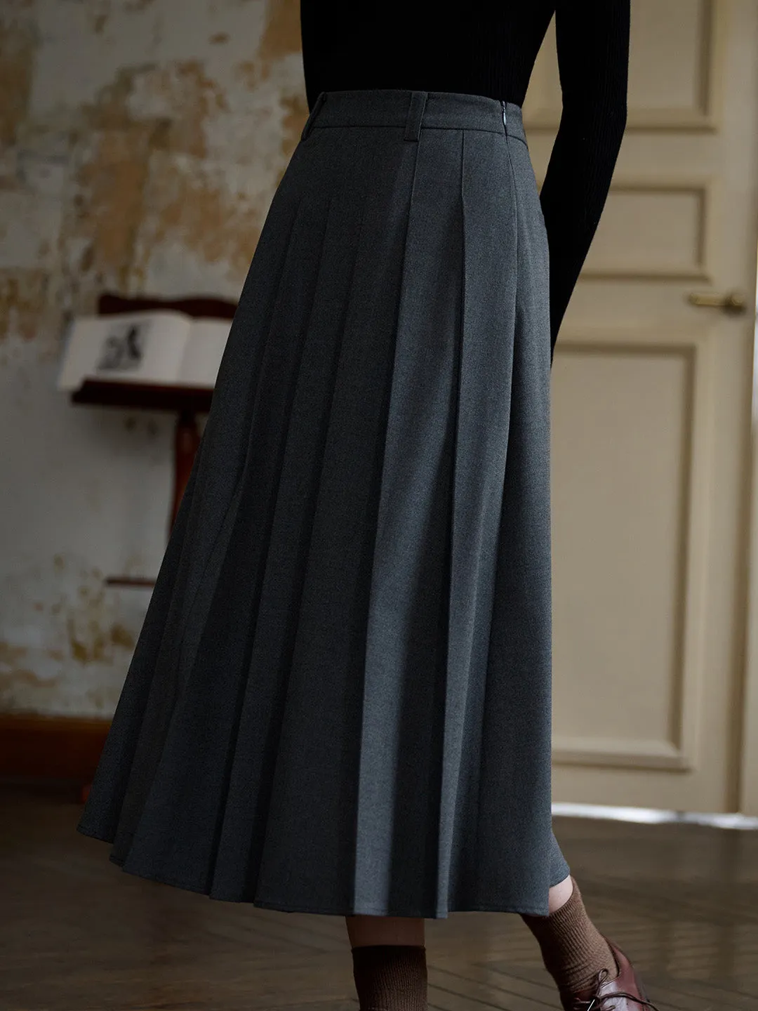 Linda Versatile Silhouette A-line Pleats Skirt sold by Simple Retro product image thumbnail 3