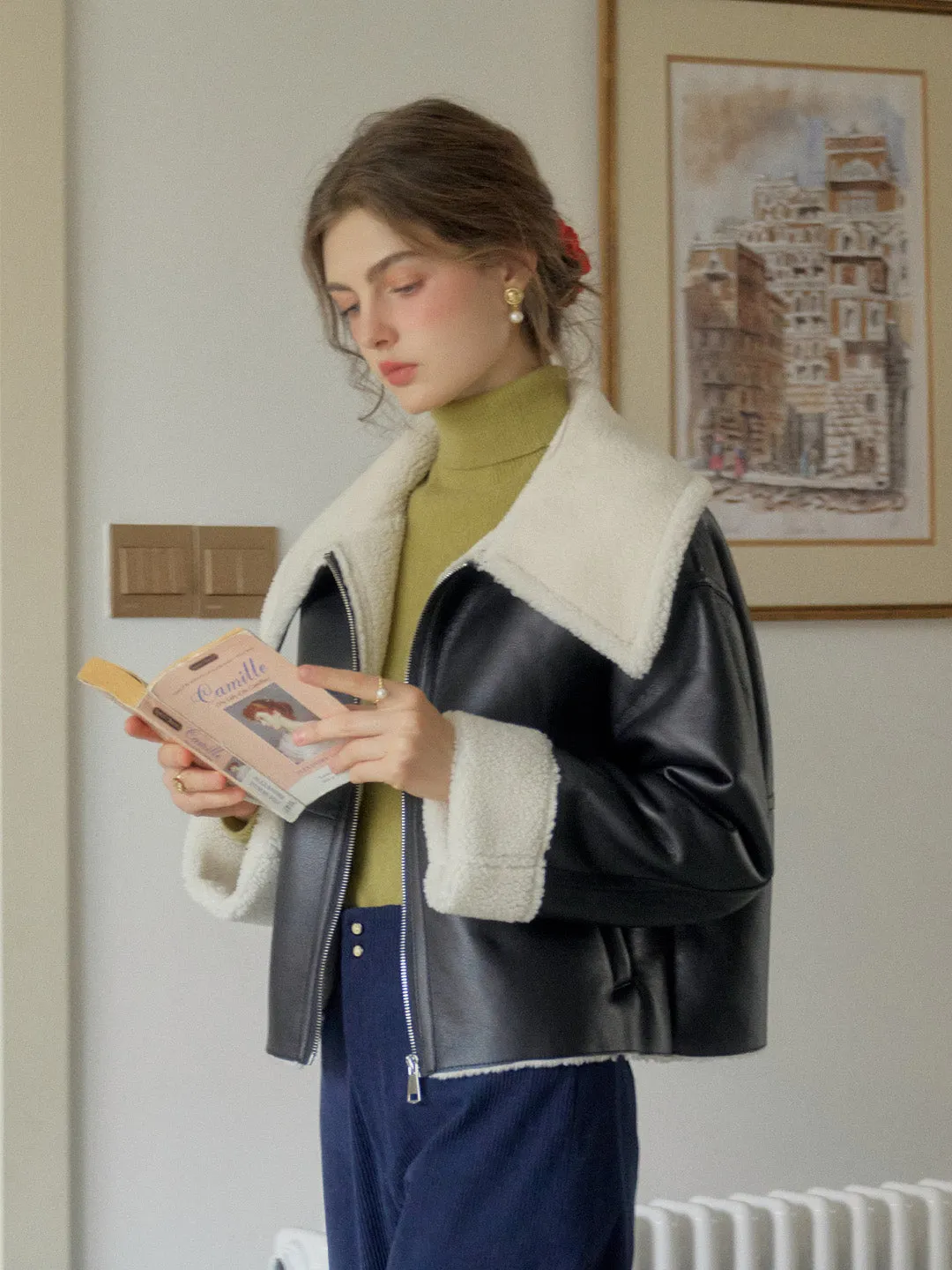 Ainara Motorcycle American Notched Lapel Pocket PU Jacket sold by Simple Retro product image thumbnail 5