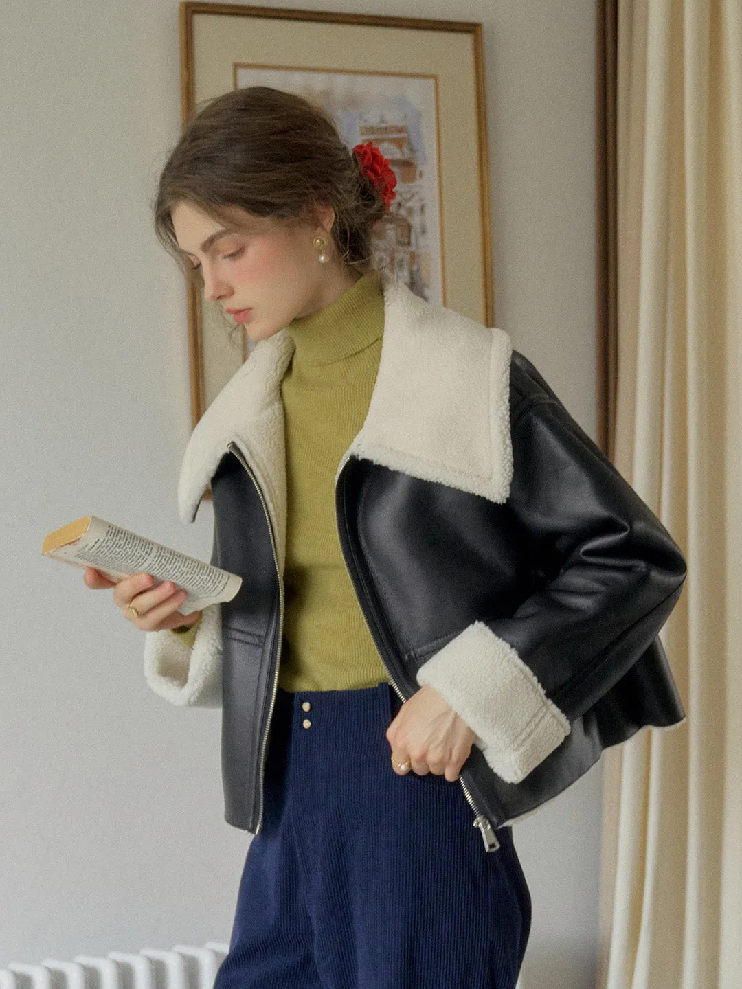 Ainara Motorcycle American Notched Lapel Pocket PU Jacket sold by Simple Retro product image thumbnail 4