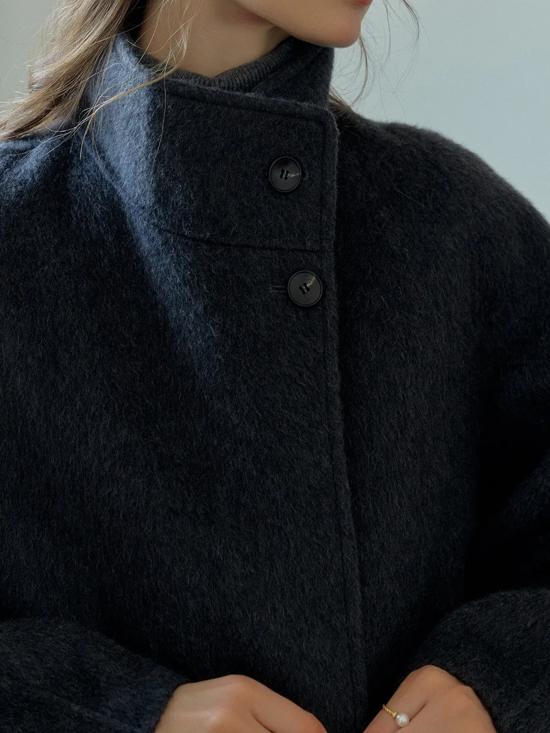 Alitzel Nortched Lapel& Mockneck Pocket Wool&Cashmere Coat sold by Simple Retro product image thumbnail 2