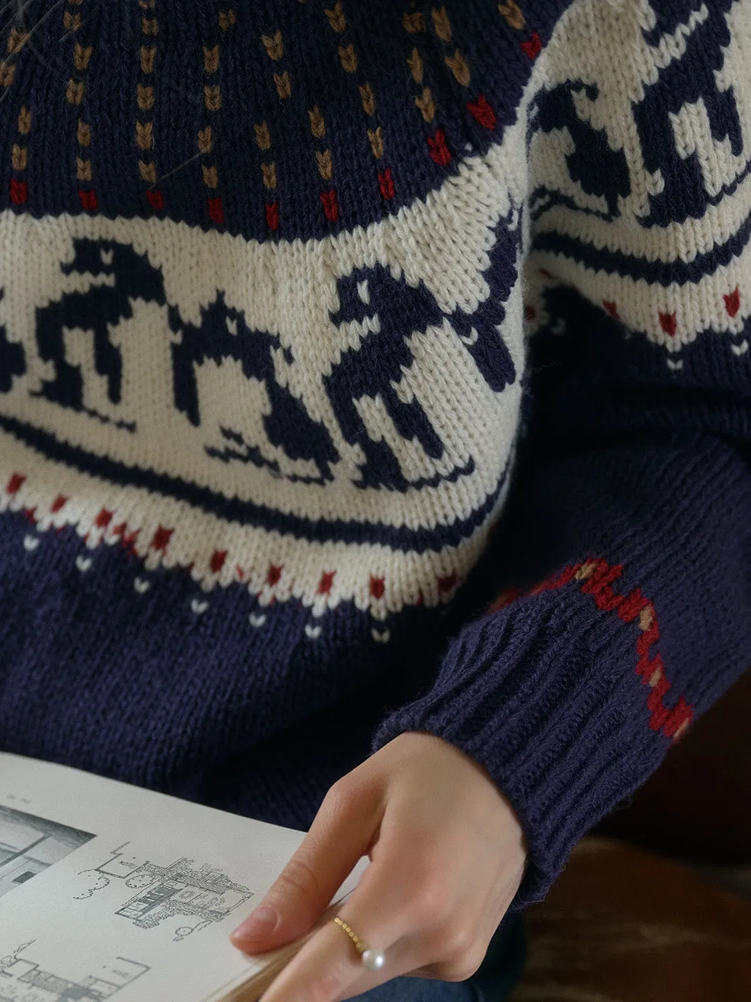 Brittany Turtleneck SR Exclusive Penguin Design Fair Isle Wool Sweater sold by Simple Retro product image thumbnail 3