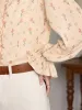 【Final Sale】Harlee Retro Wave V-Neck Floral Blouse sold by Simple Retro