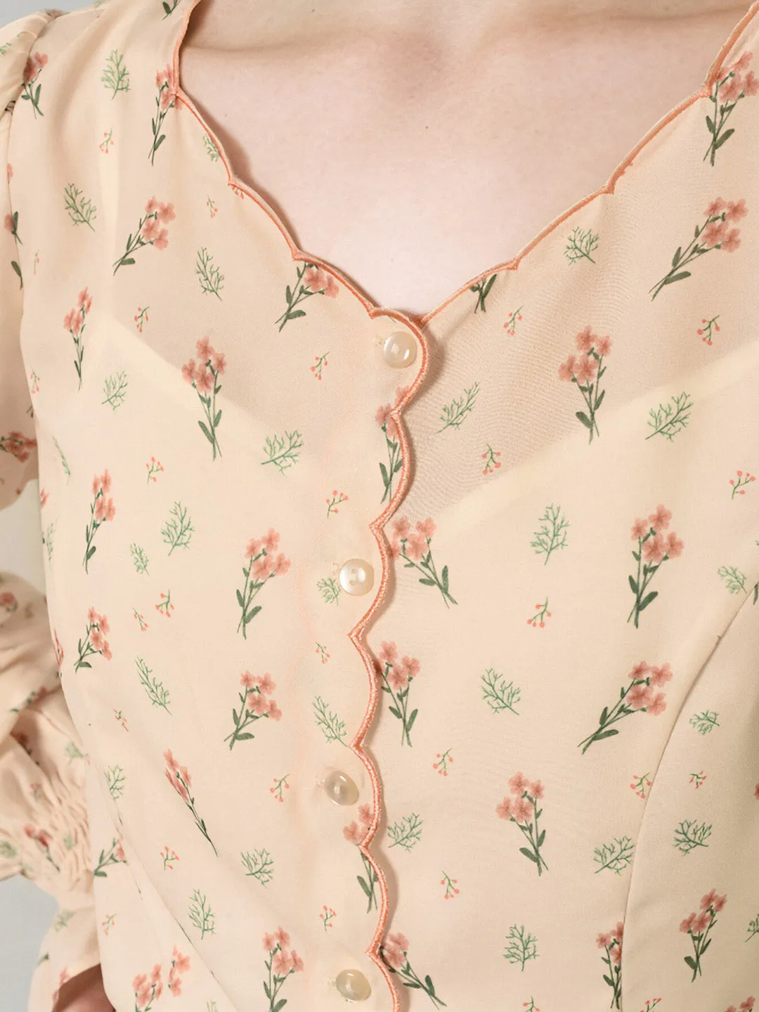 【Final Sale】Harlee Retro Wave V-Neck Floral Blouse sold by Simple Retro product image thumbnail 2