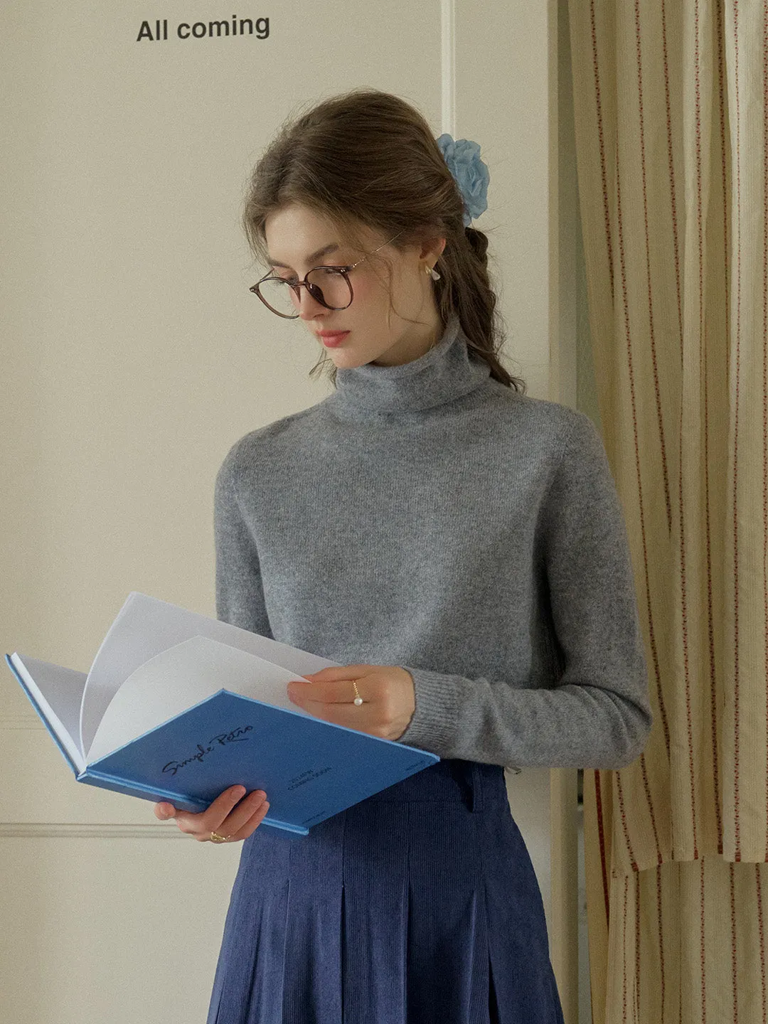 Solana Basic Versatile Turtleneck 100% Wool Sweater - Gray sold by Simple Retro product image thumbnail 2