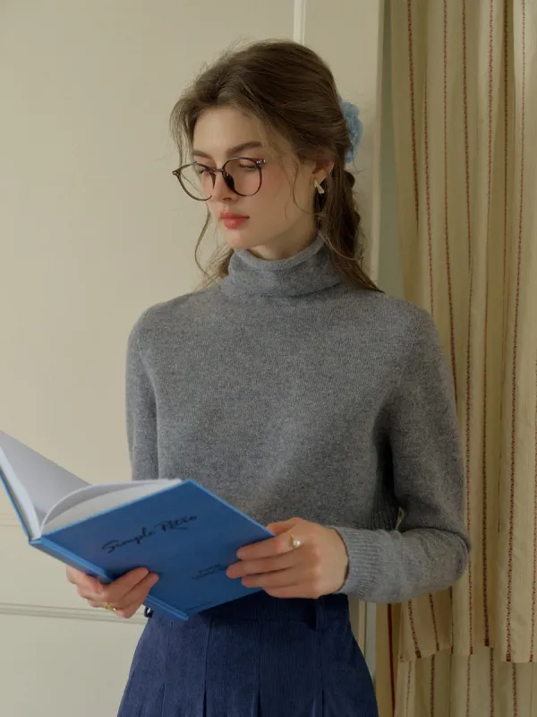Solana Basic Versatile Turtleneck 100% Wool Sweater - Gray sold by Simple Retro