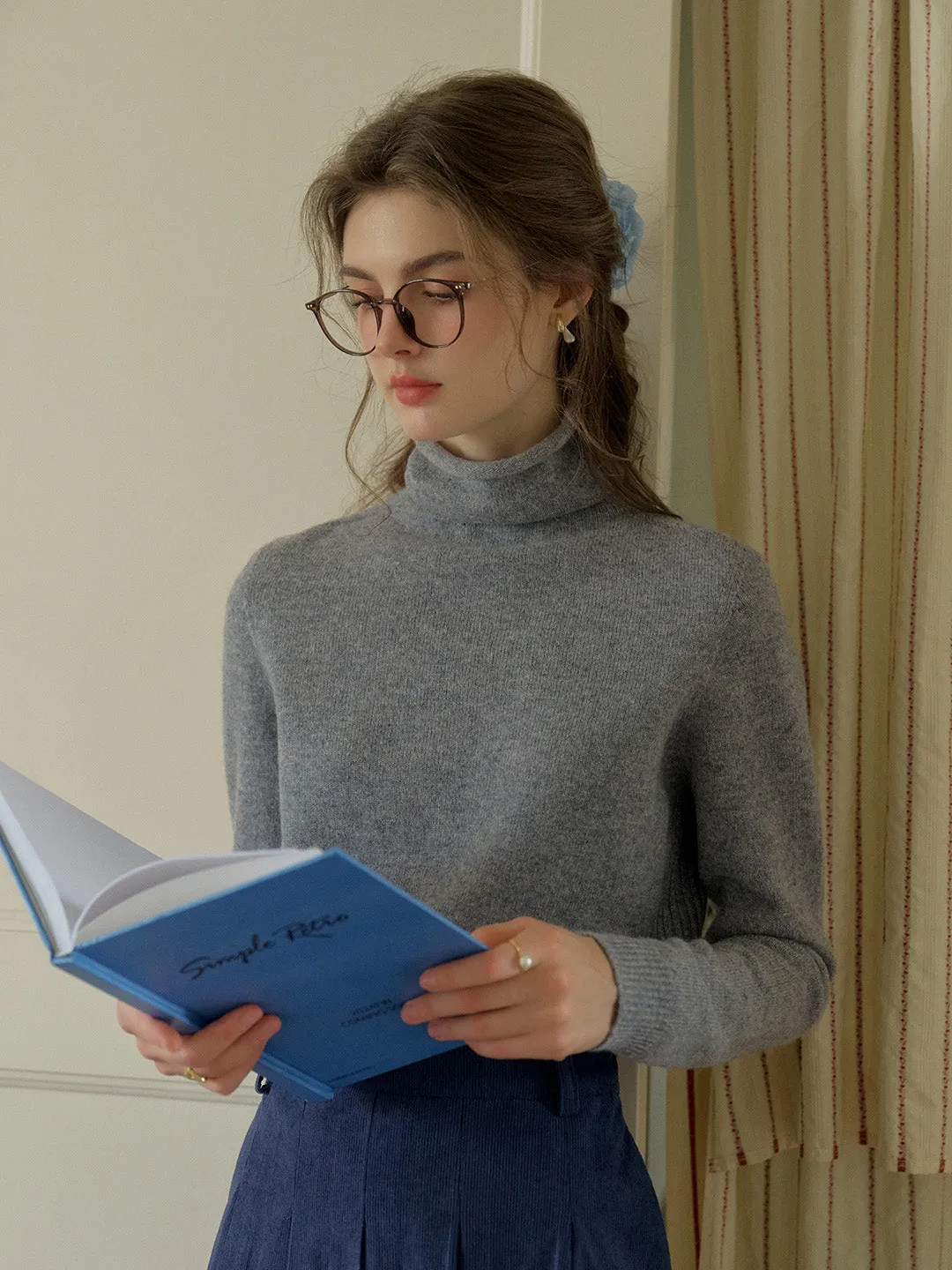 Solana Basic Versatile Turtleneck 100% Wool Sweater - Gray sold by Simple Retro