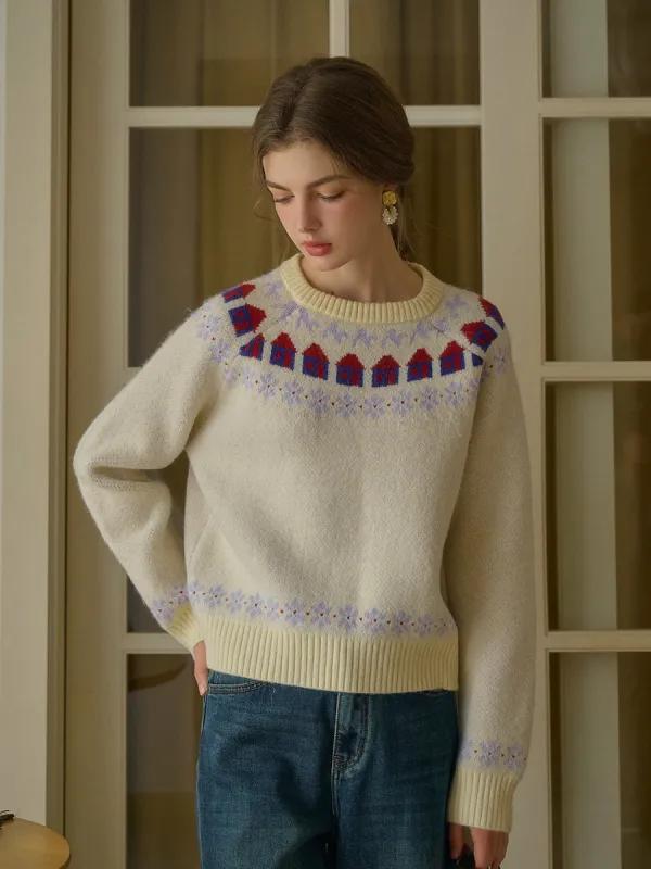Xyla Fair Isle Round Neck Knit Sweater sold by Simple Retro