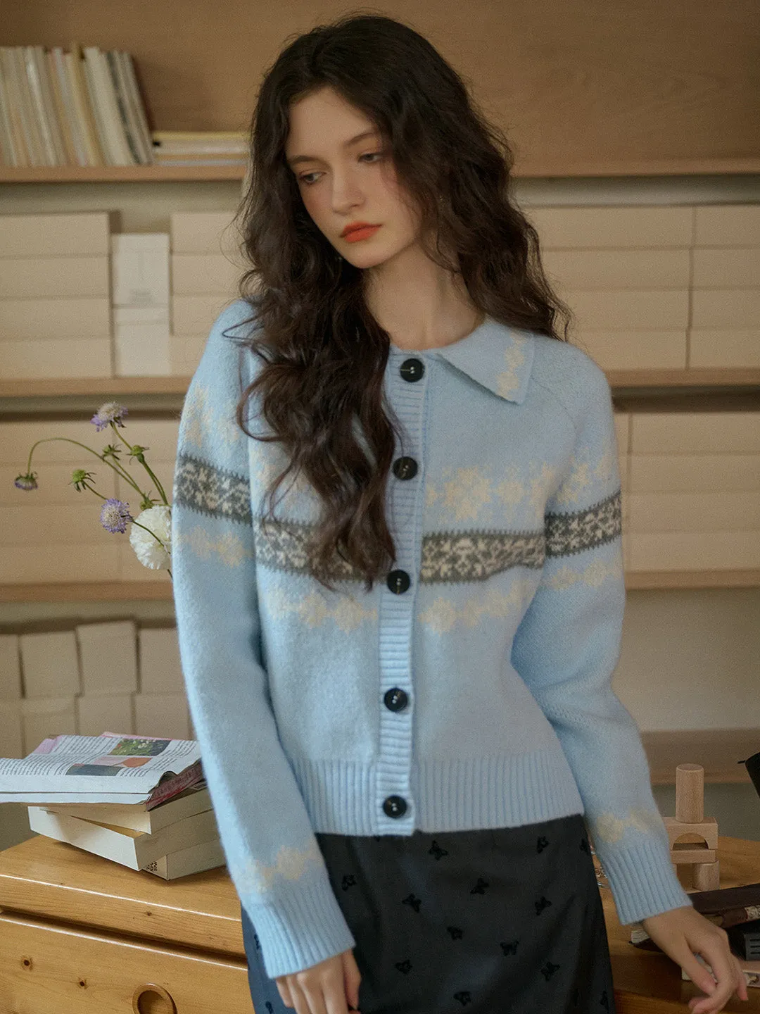 【Final Sale】Nyra Peter Pan Collar Clash Print Cardigan sold by Simple Retro product image thumbnail 4