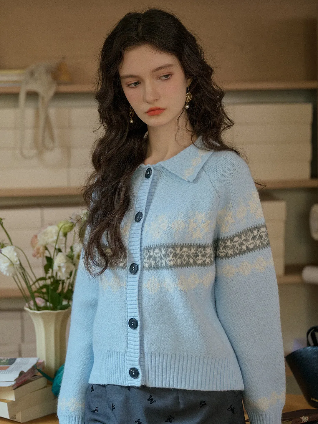 【Final Sale】Nyra Peter Pan Collar Clash Print Cardigan sold by Simple Retro product image thumbnail 5