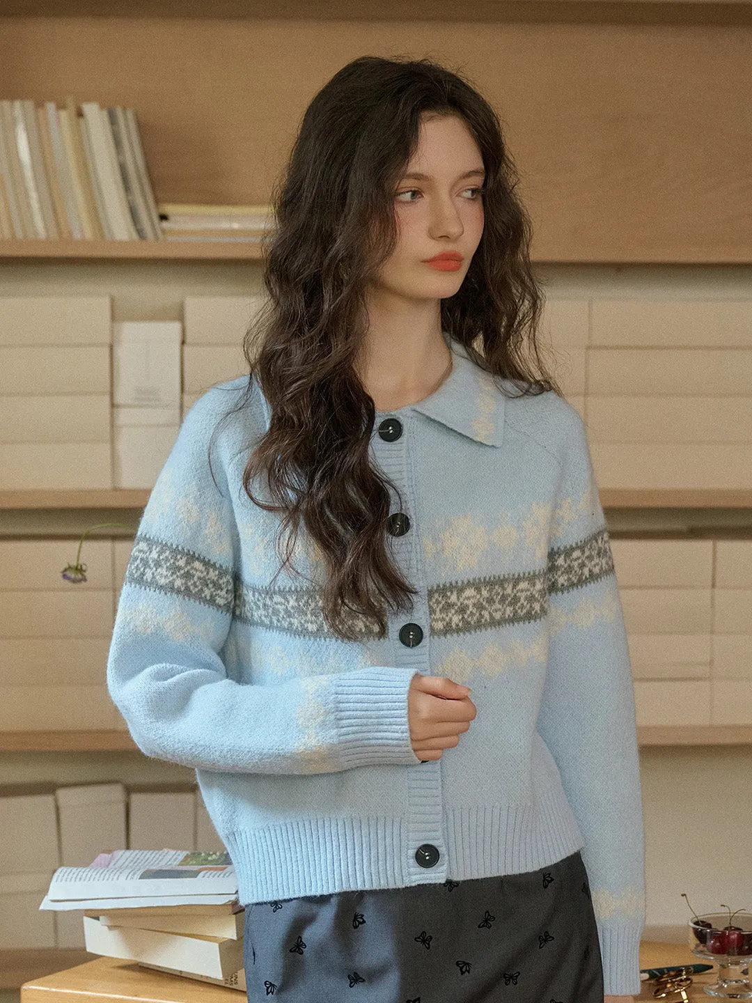 【Final Sale】Nyra Peter Pan Collar Clash Print Cardigan sold by Simple Retro product image thumbnail 2