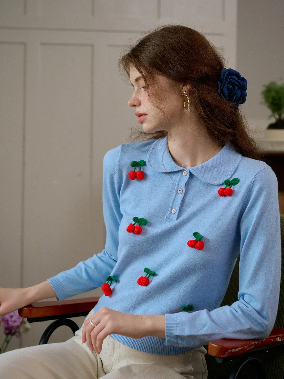 【Final Sale】Daniela Customized Jacquard Pullover Sweater sold by Simple Retro product image thumbnail 5