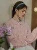 【Final Sale】Harmony Round Neck Printed Casual Blouse With Drool Bib sold by Simple Retro