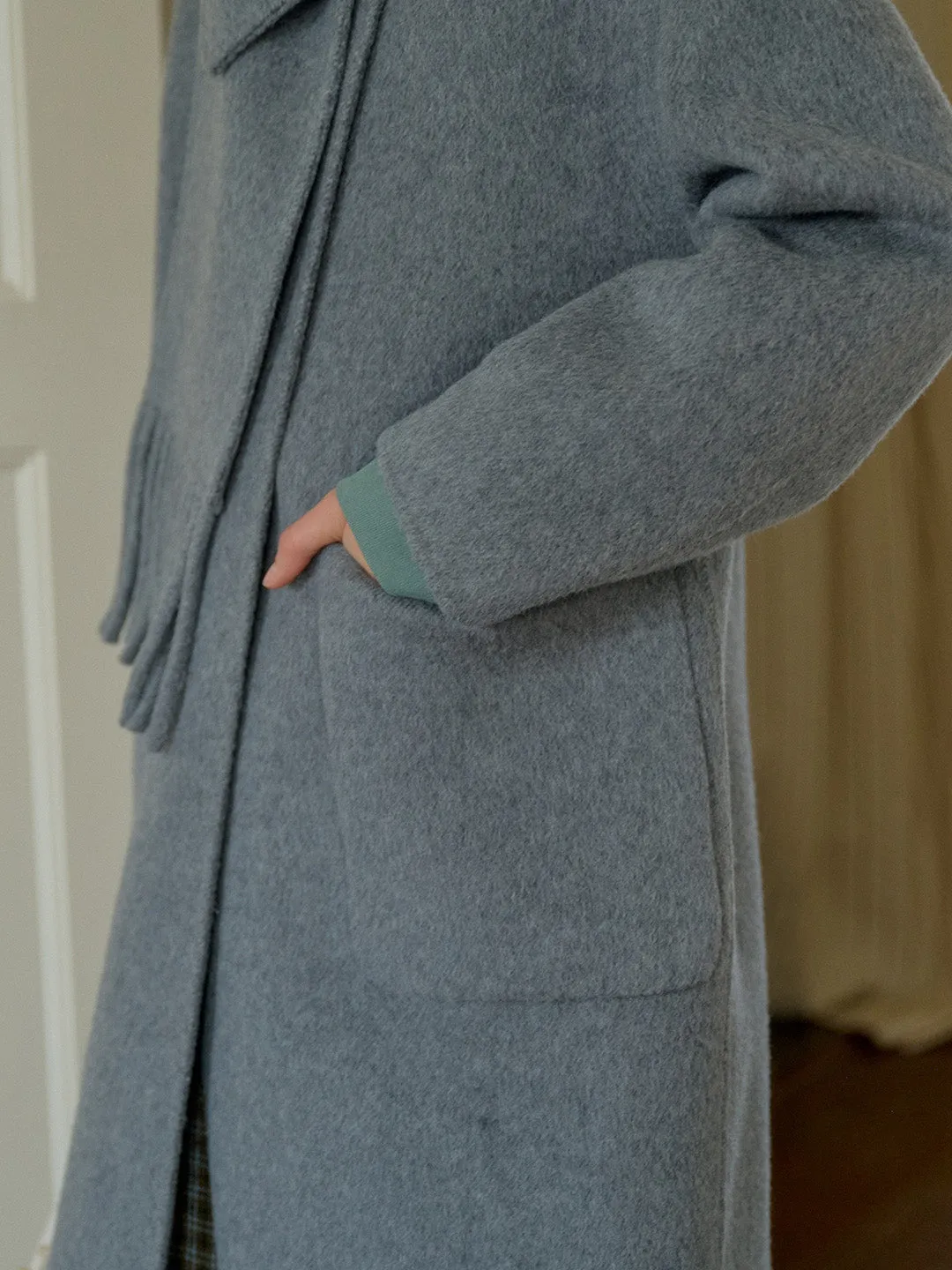 Romy Classic Fringe Scarf Pocket Coat sold by Simple Retro product image thumbnail 3