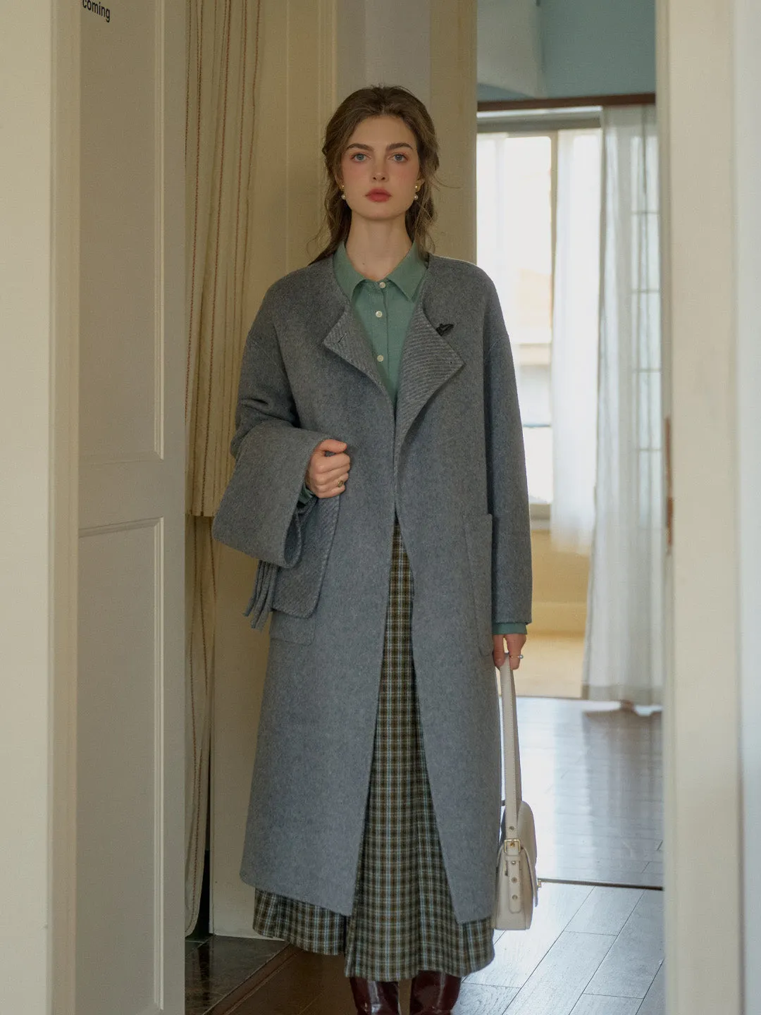 Romy Classic Fringe Scarf Pocket Coat sold by Simple Retro product image thumbnail 4