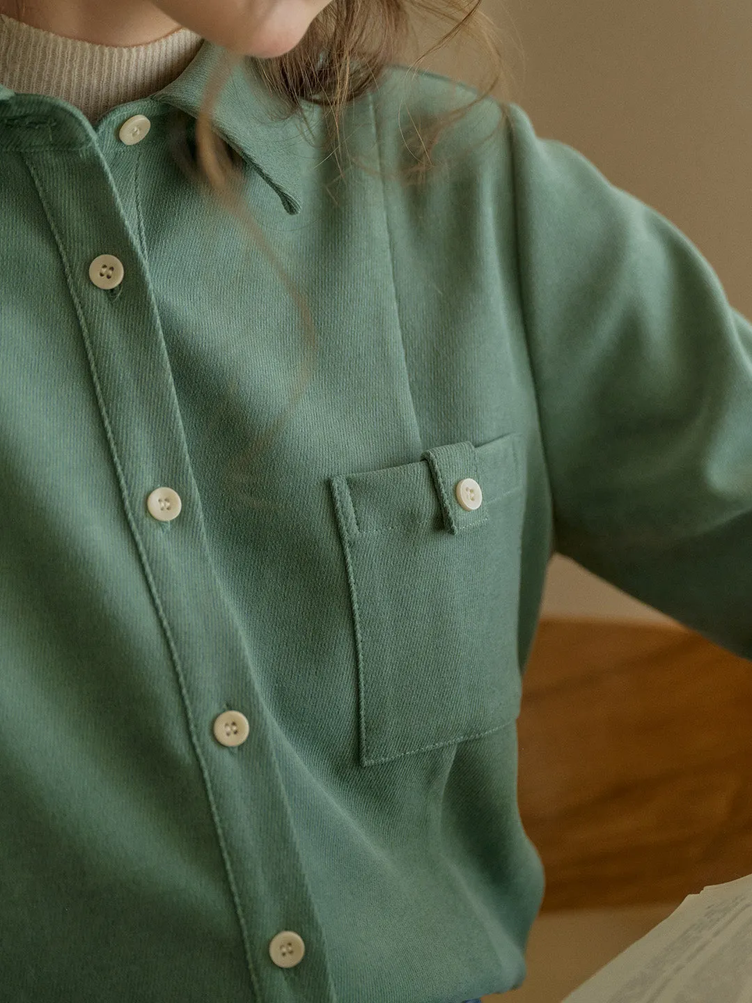 Kate Speard Collar Long Sleeve Corduroy Pocket Shirt sold by Simple Retro product image thumbnail 2