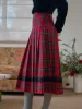 Drew A-Line Contrastng Pleated Plaid Skirt sold by Simple Retro