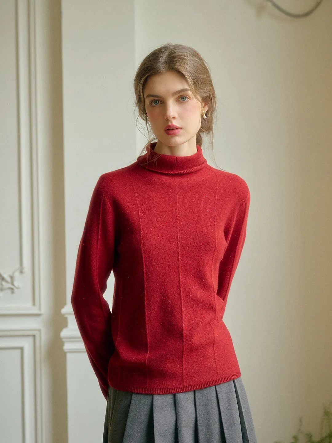 Emma Glitter Mockneck 100% Wool Sweater sold by Simple Retro product image thumbnail 3