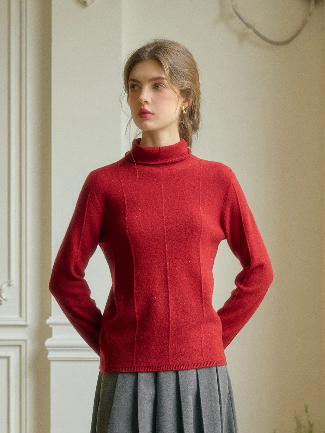 Emma Glitter Mockneck 100% Wool Sweater sold by Simple Retro product image thumbnail 2