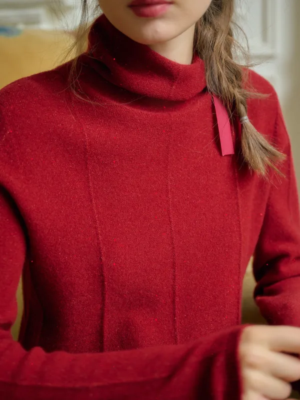 Emma Glitter Mockneck 100% Wool Sweater sold by Simple Retro