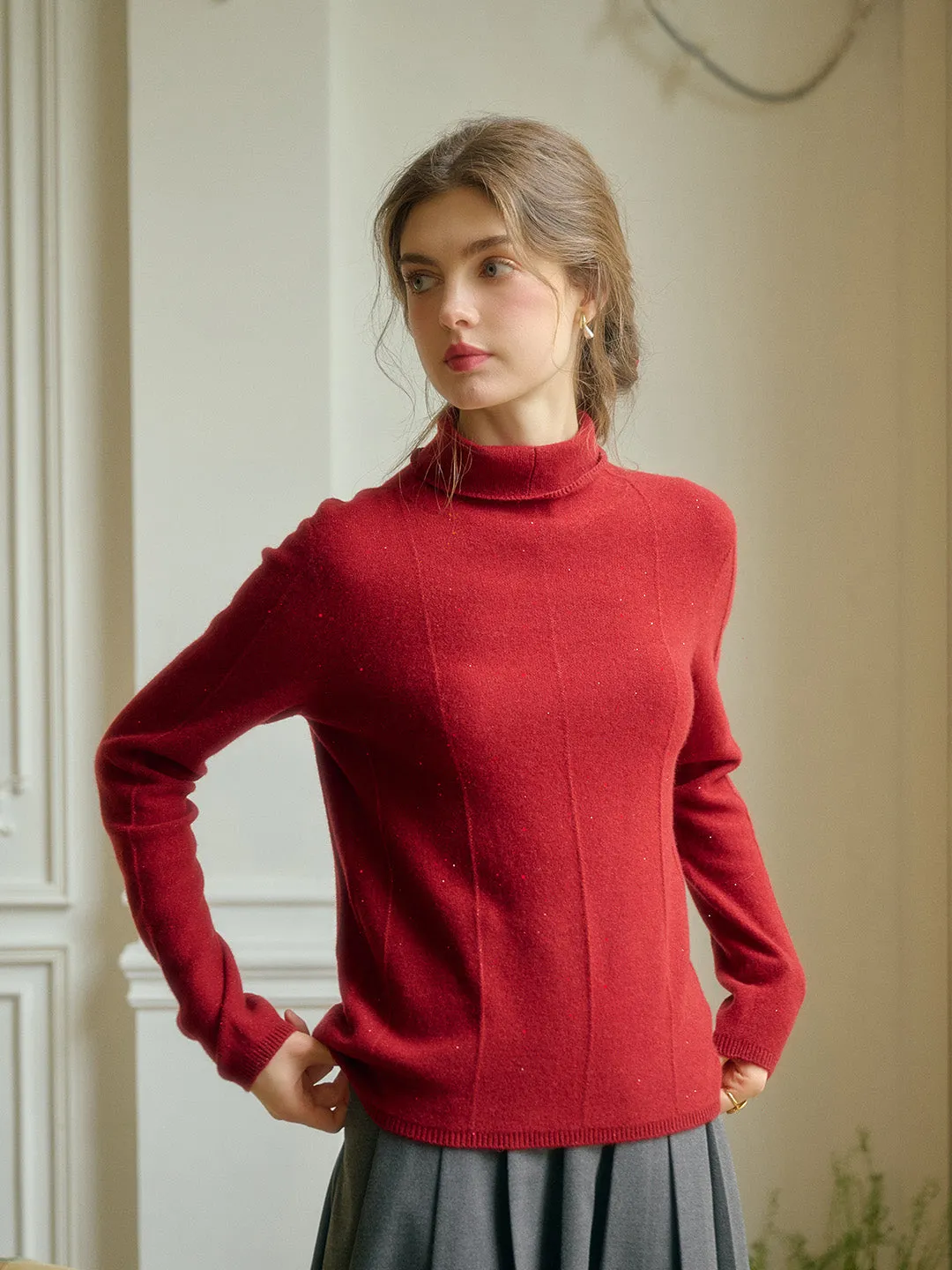 Emma Glitter Mockneck 100% Wool Sweater sold by Simple Retro product image thumbnail 5