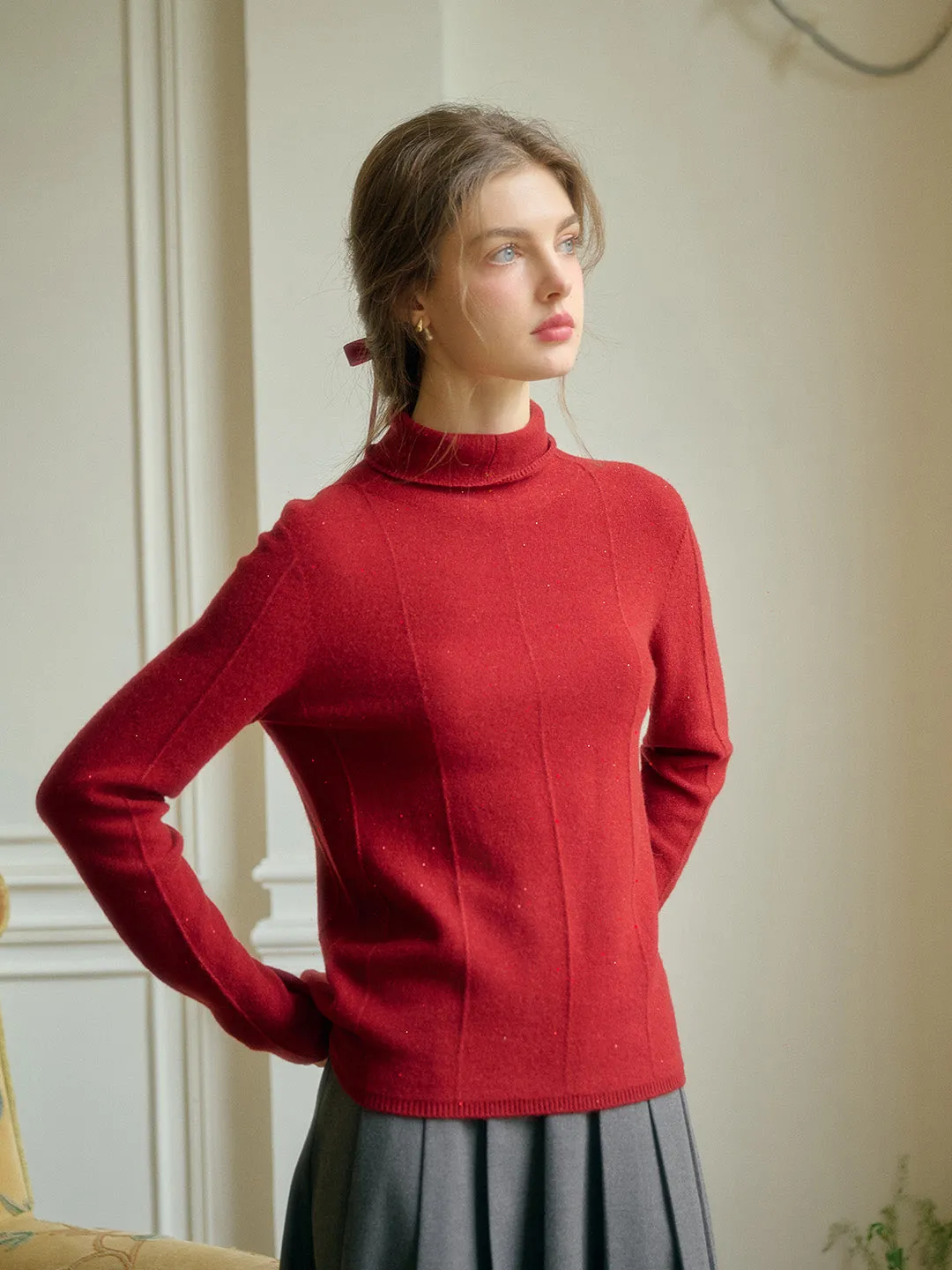 Emma Glitter Mockneck 100% Wool Sweater sold by Simple Retro product image thumbnail 4