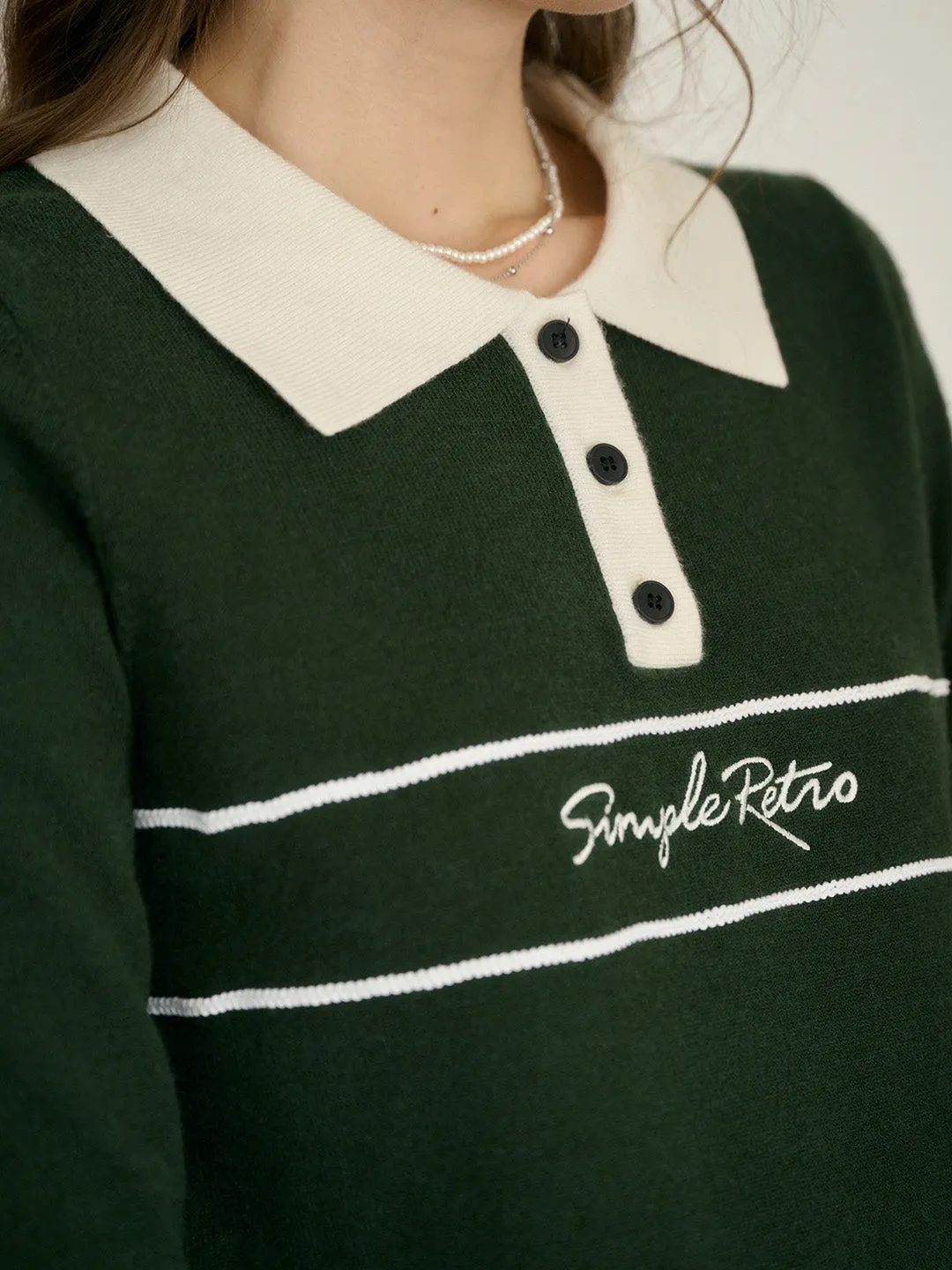 【Final Sale】Lara Versatile Polo Collar SR Logo Top sold by Simple Retro product image thumbnail 2