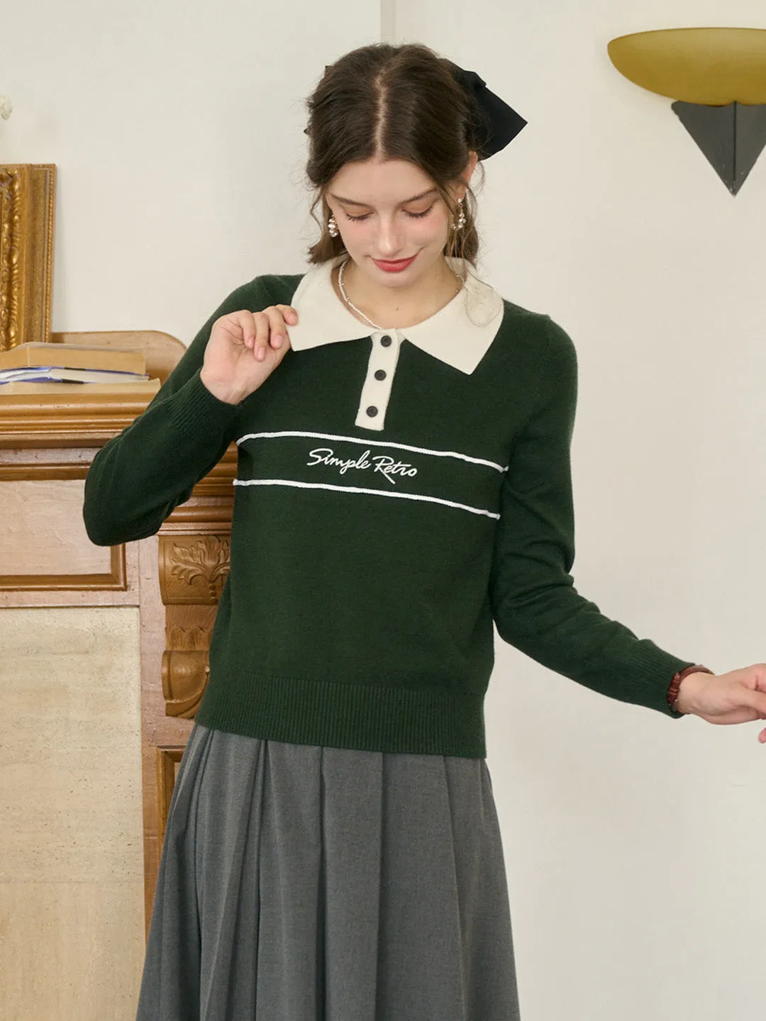 【Final Sale】Lara Versatile Polo Collar SR Logo Top sold by Simple Retro product image thumbnail 4