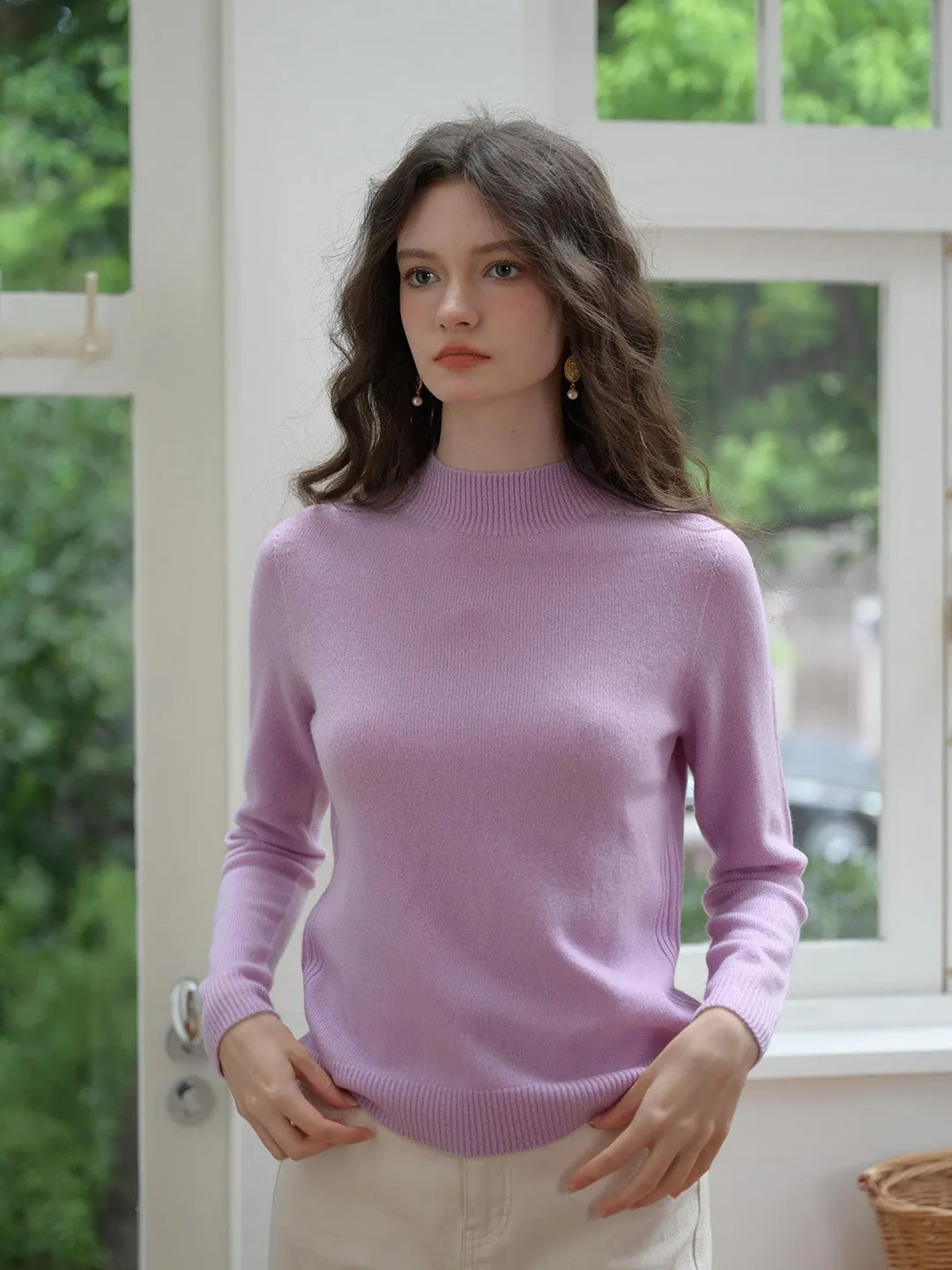【Final Sale】Emily Mockneck 100% Wool Sweater - Purple sold by Simple Retro product image thumbnail 2