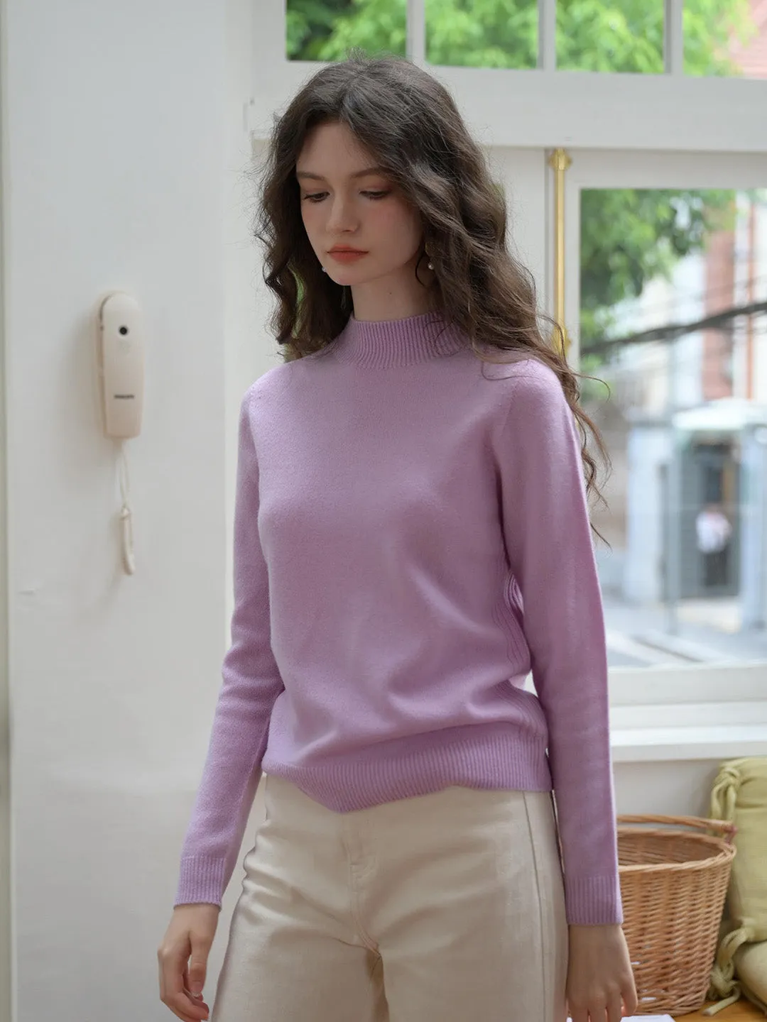 【Final Sale】Emily Mockneck 100% Wool Sweater - Purple sold by Simple Retro product image thumbnail 4