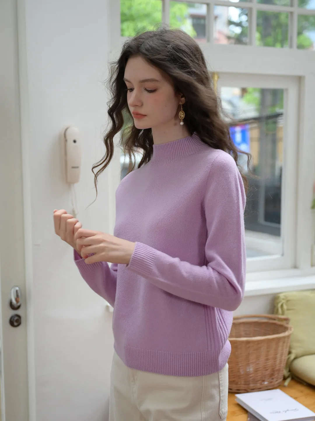 【Final Sale】Emily Mockneck 100% Wool Sweater - Purple sold by Simple Retro product image thumbnail 5