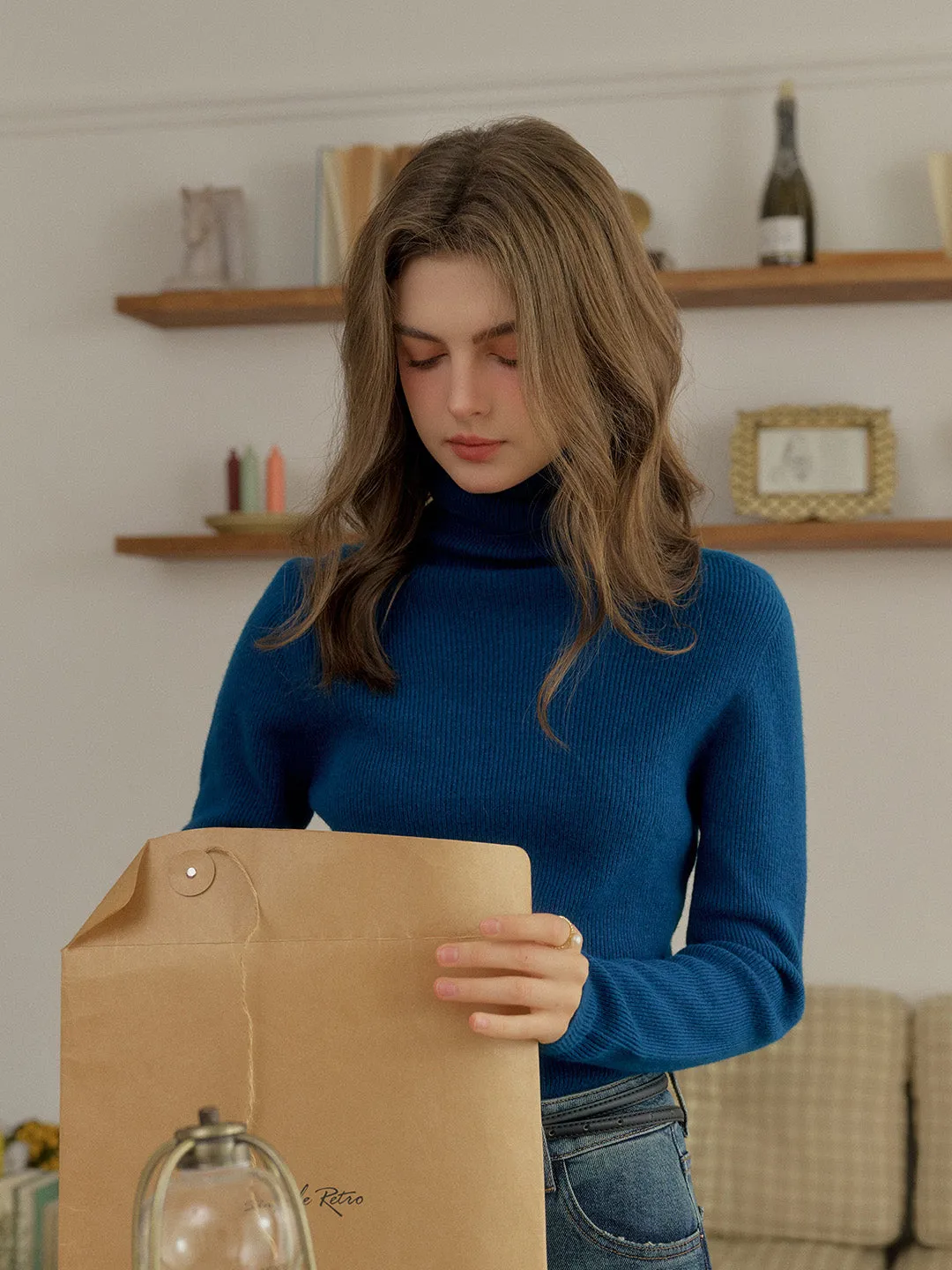 Yasmin Simple Turtleneck Slim Fit Wool Sweater& Cashmere sold by Simple Retro product image thumbnail 3