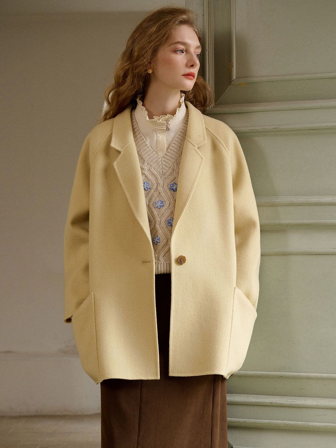 Kinsley Classic Notched Lapel 100% Wool Coat sold by Simple Retro