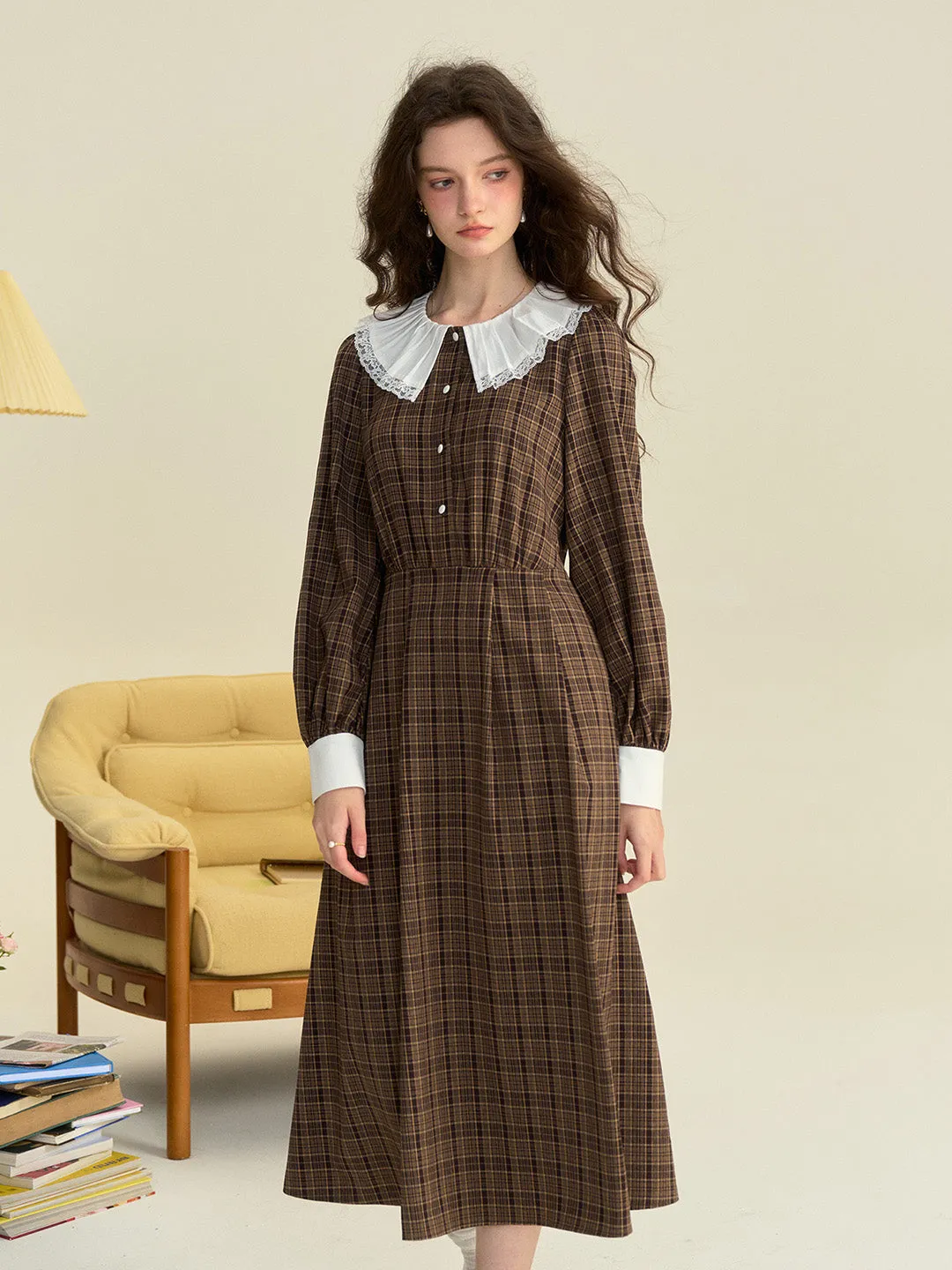 【Final Sale】Jessica Retro Round Neck Plaid Dress sold by Simple Retro product image thumbnail 4