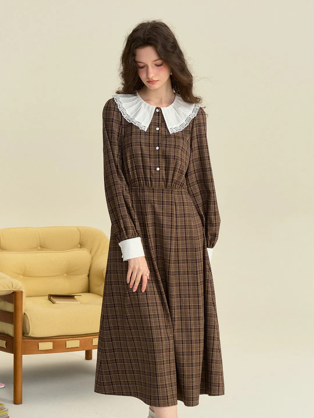 【Final Sale】Jessica Retro Round Neck Plaid Dress sold by Simple Retro product image thumbnail 3