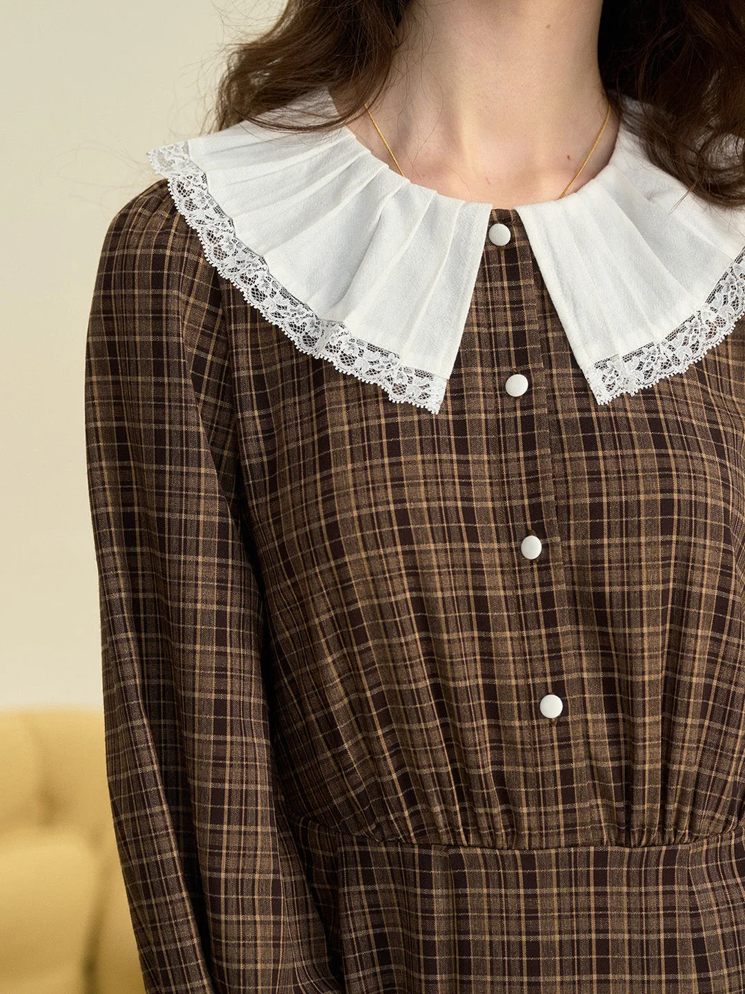 【Final Sale】Jessica Retro Round Neck Plaid Dress sold by Simple Retro product image thumbnail 2